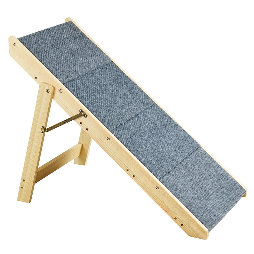 VEVOR Wood Pet Stairs/Pet Steps, 2-in-1 Foldable Wooden Dog Stair for Beds, Sofa and Cars, Dog Stairs & Ramp with 4 Steps for Small Medium Large Pet, up to 150 lbs