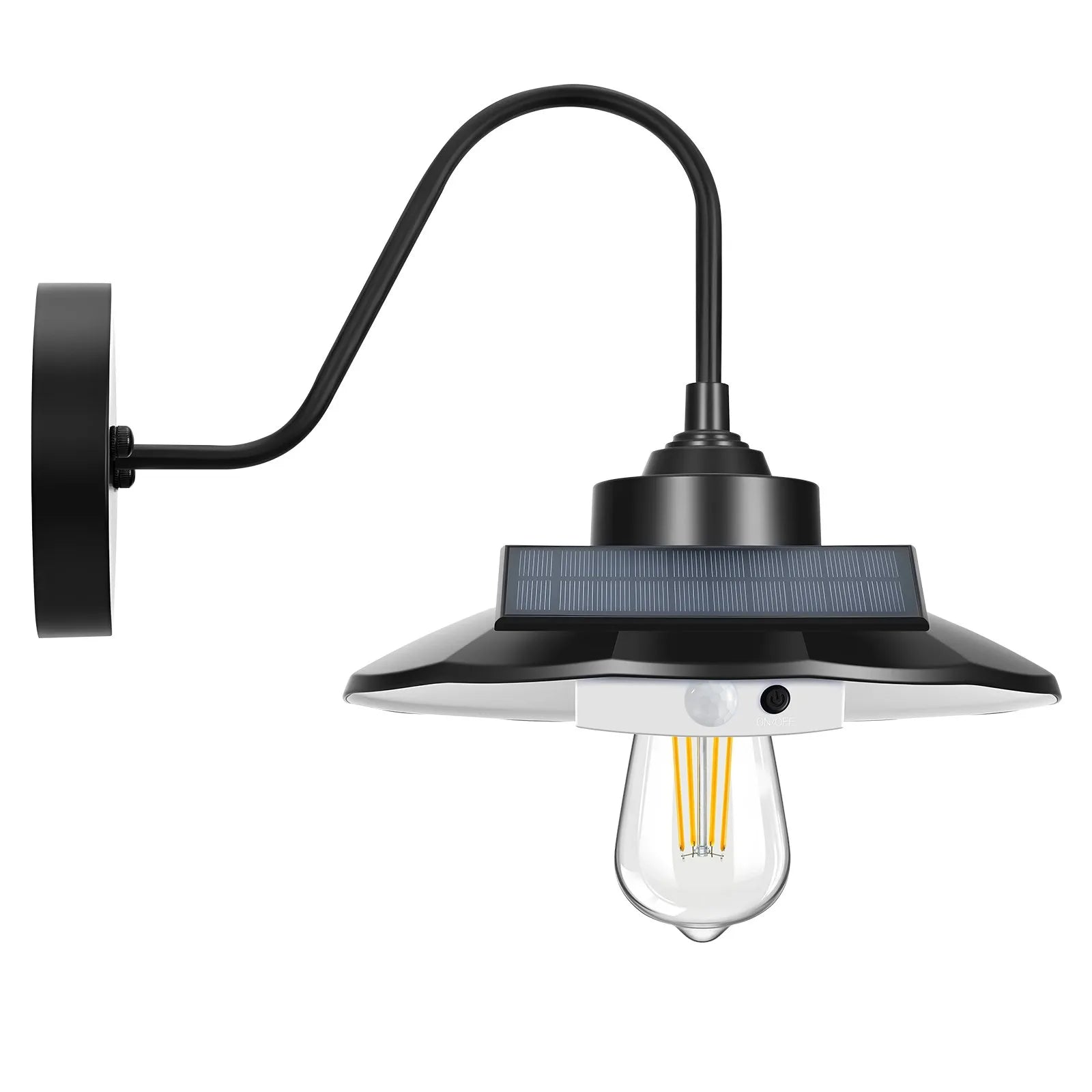 Solar Outdoor Barn Light 2-Pack – Gooseneck Wall Sconce with Motion Sensor, Waterproof Farmhouse Exterior Lighting