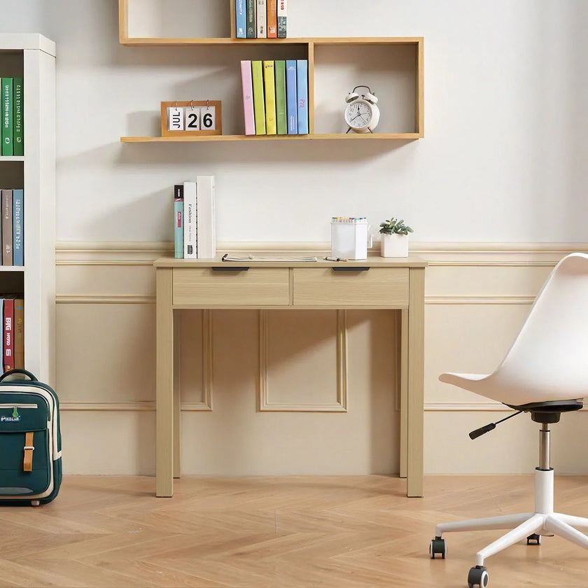 VEVOR Small Desk with Drawer Kids Desk for Bedroom Simple Study Table Light Wood