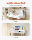 VEVOR Small Desk with Drawer Kids Desk for Bedroom Wooden Study Table White+Wood