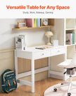 VEVOR Small Desk with Drawers Kids Desk for Bedroom Simple Study Table White
