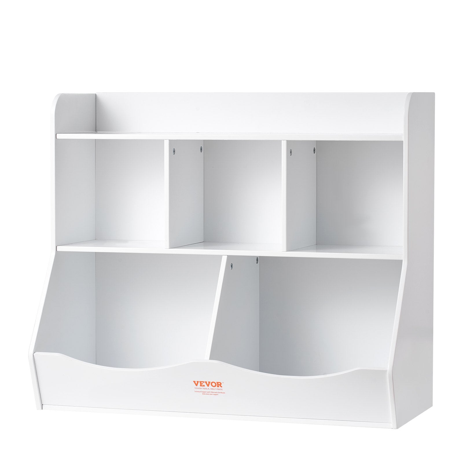 VEVOR Wood Kid Storage Cubby, Toy Storage Organizer with Bookshelf, 5-Cubby Wood Toy Storage Cabinet, Children Book Toy Shelf for Kids Room, Playroom, Kindergarten, Nursery, White