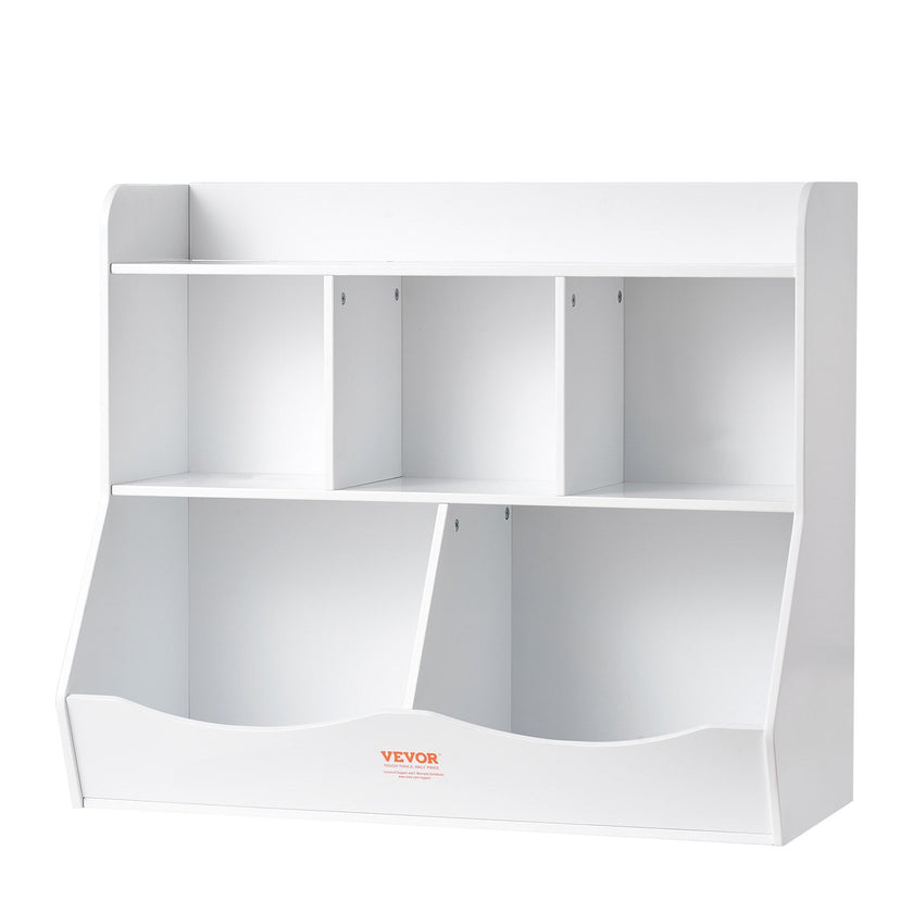 VEVOR Wood Kid Storage Cubby, Toy Storage Organizer with Bookshelf, 5-Cubby Wood Toy Storage Cabinet, Children Book Toy Shelf for Kids Room, Playroom, Kindergarten, Nursery, White