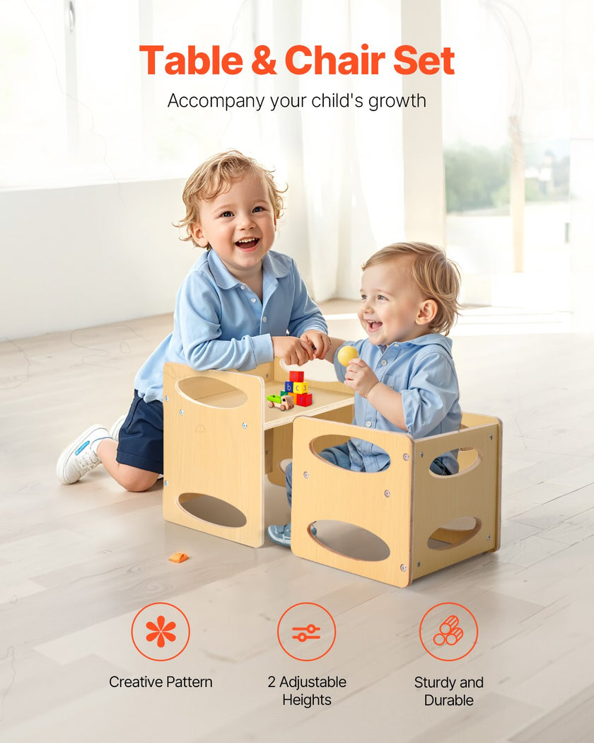 VEVOR Weaning Table and Chair Set Montessori Kids Activity Table and Chair Wood