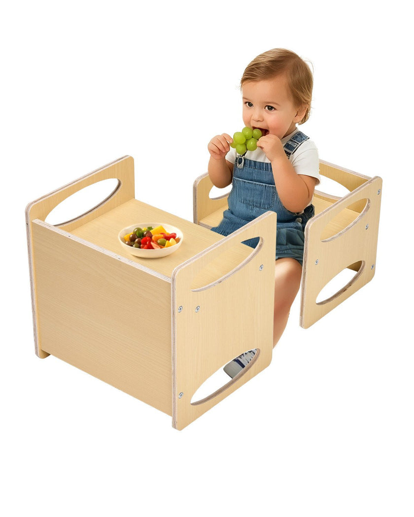 VEVOR Weaning Table and Chair Set Montessori Kids Activity Table and Chair Wood