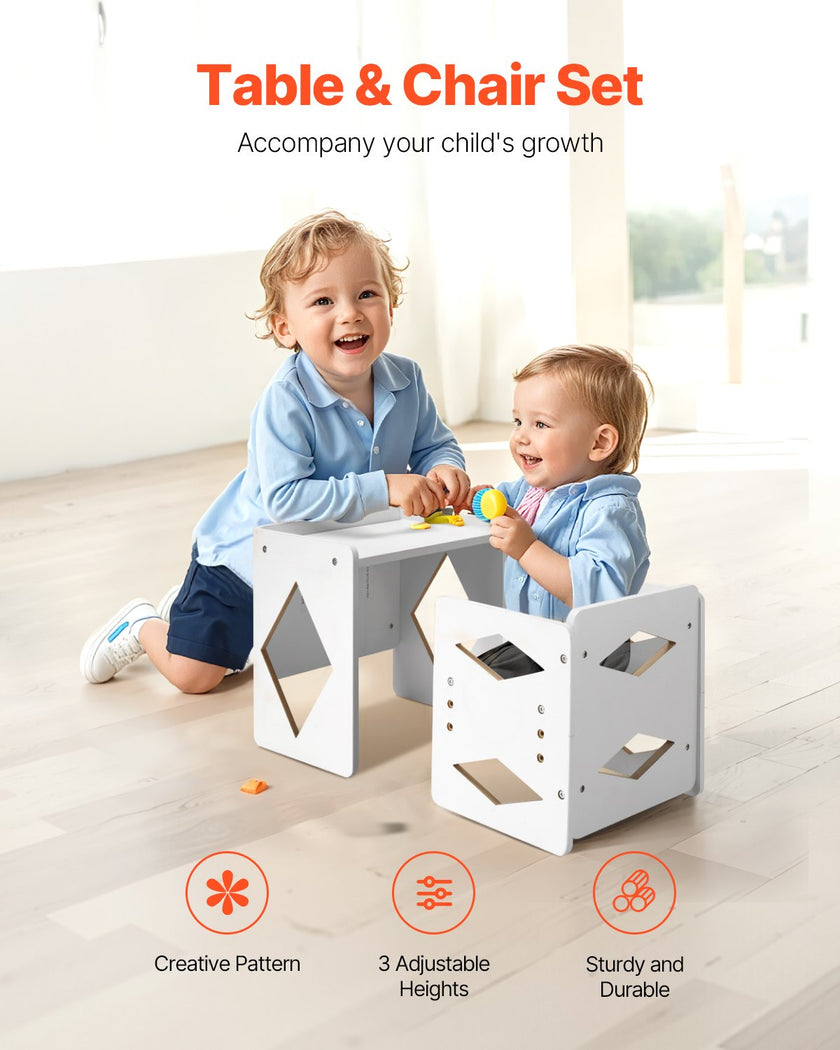 VEVOR Weaning Table and Chair Set Montessori Kids Activity Table and Chair White