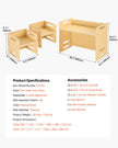 VEVOR Weaning Table and Chair Set Montessori Toddler Desk with 2 Chairs Wood