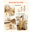 Montessori Toddler Tower & Weaning Table Set, Adjustable Wooden Kitchen Step Stool with Chair, Chalkboard & Backrest for Kids Ages 1-5