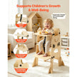 Montessori Toddler Tower & Weaning Table Set, Adjustable Wooden Kitchen Step Stool with Chair, Chalkboard & Backrest for Kids Ages 1-5