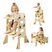 Montessori Toddler Tower & Weaning Table Set, Adjustable Wooden Kitchen Step Stool with Chair, Chalkboard & Backrest for Kids Ages 1-5