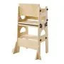 Montessori Toddler Tower & Weaning Table Set, Adjustable Wooden Kitchen Step Stool with Chair, Chalkboard & Backrest for Kids Ages 1-5