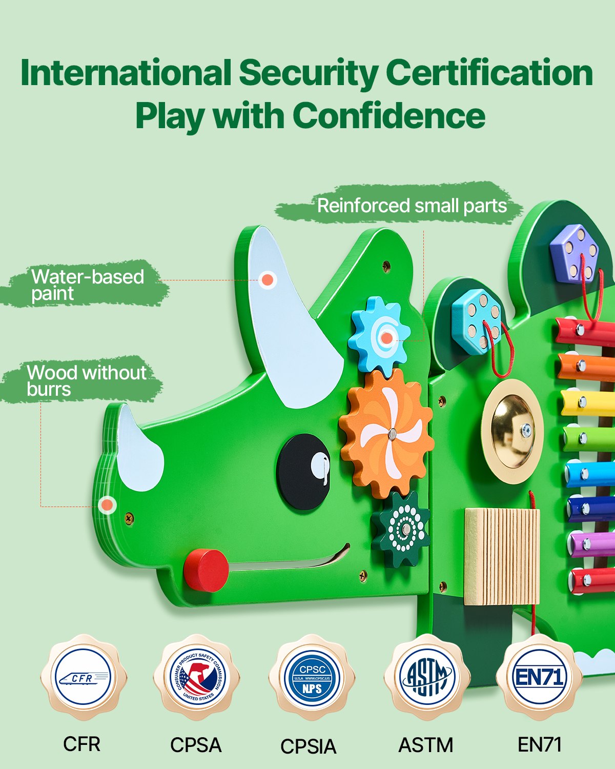 VEVOR Dinosaur Activity Wall Busy Board Panels 11 Activities Sensory Wall Panel