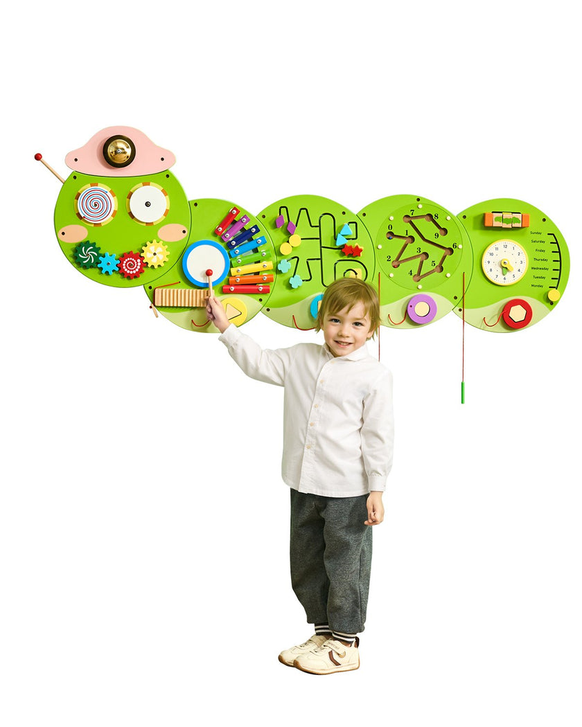 VEVOR Caterpillar Activity Wall Busy Board Panels 12 Activities Sensory Wall Toy