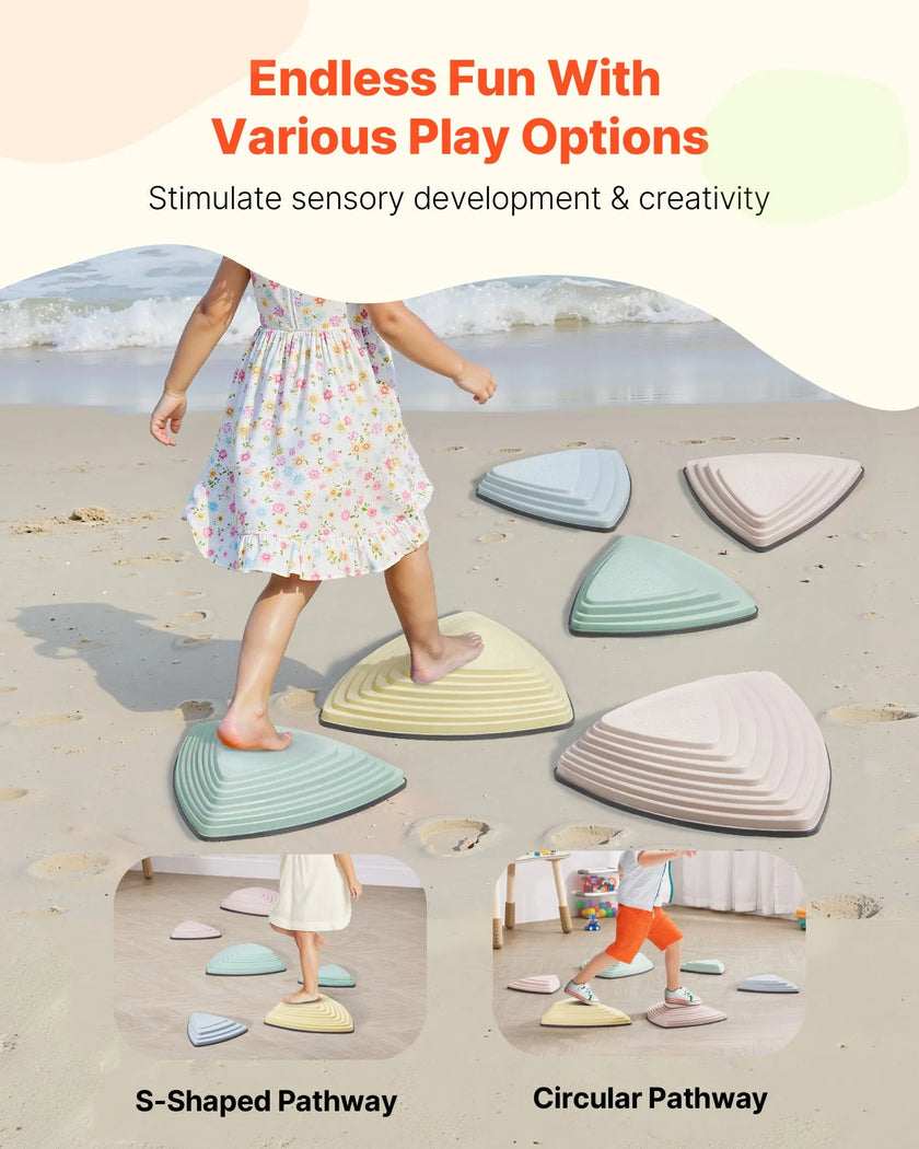 VEVOR Kids Balance Stepping Stones Sensory Obstacle Course 6 PCS Outdoor Indoor