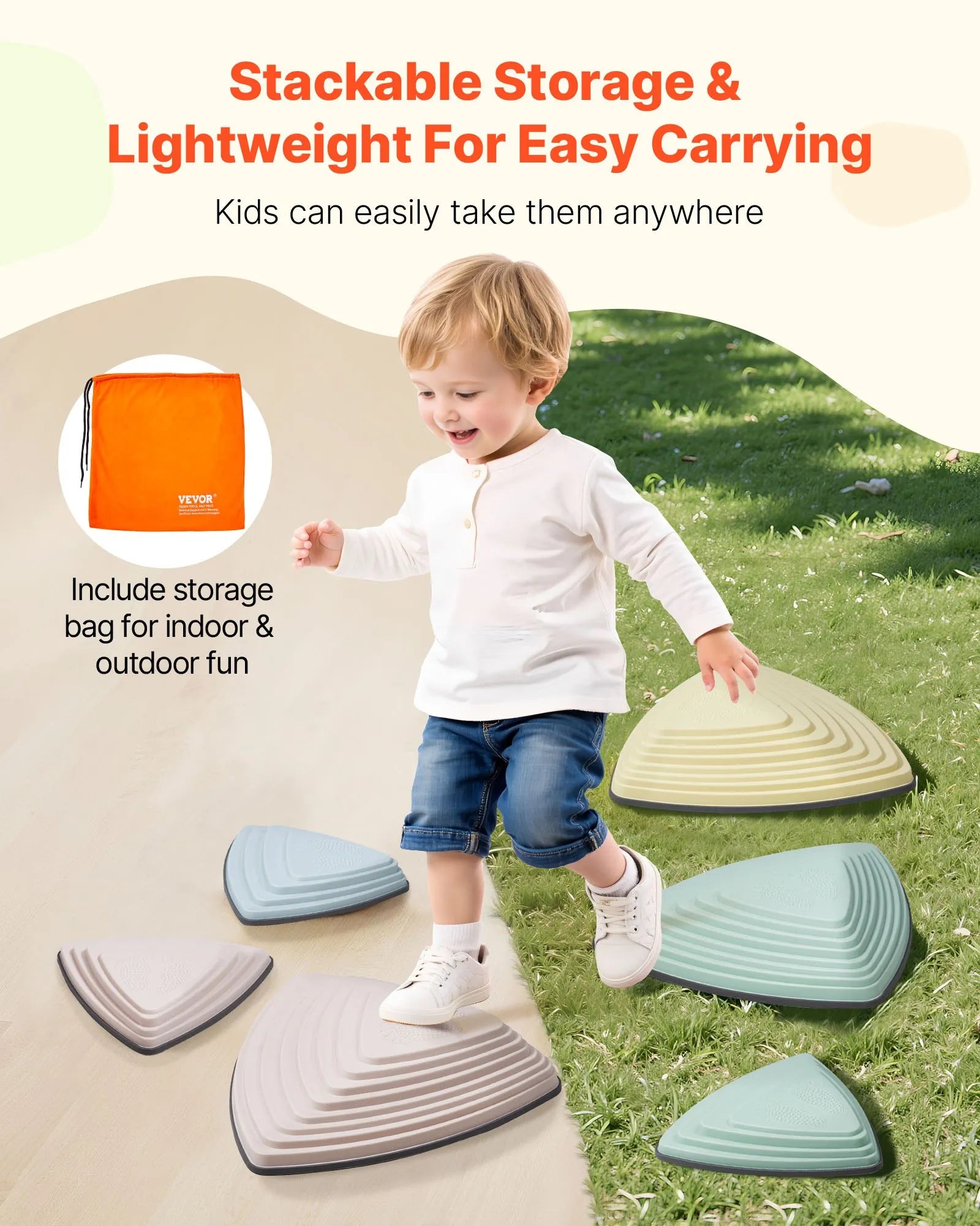 VEVOR Kids Balance Stepping Stones Sensory Obstacle Course 6 PCS Outdoor Indoor