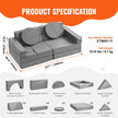 VEVOR Play Couch, 15pcs Modular Kids Nugget Couch, Toddler Foam Sofa Couch with High-density 25D Sponge for Playing, Creativing, Sleeping, Imaginative Kids Furniture for Bedroom and Playroom