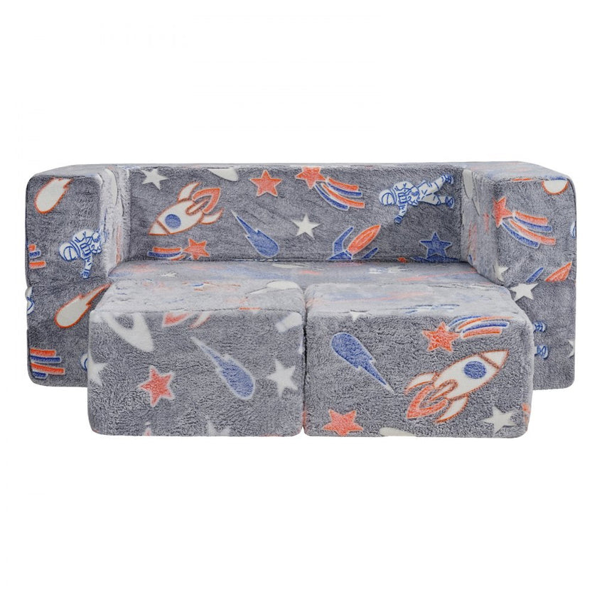 VEVOR Modular Kids Play Couch 4Pcs DIY Glow in the Dark Toddler Chair Grey