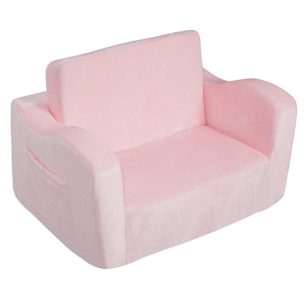 VEVOR Baby Chair Foldable 2-in-1 Comfy Baby Lounger Couch Kids Sofa Pink