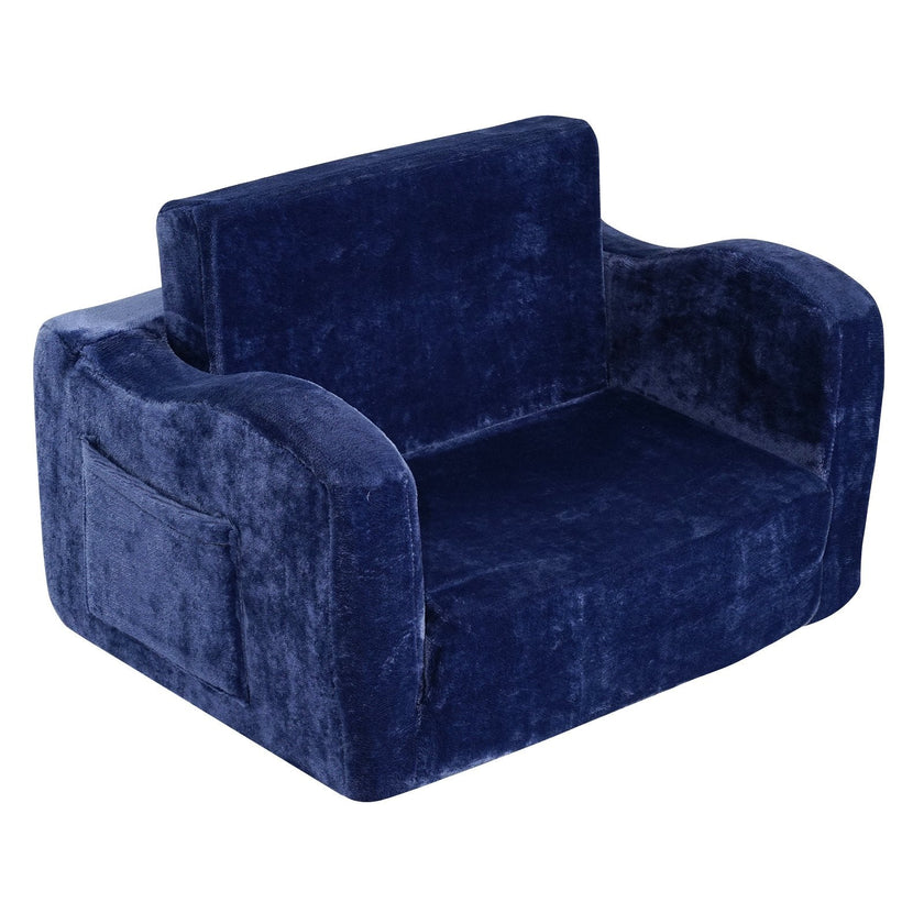 VEVOR Baby Chair Foldable 2-in-1 Comfy Baby Lounger Couch Kids Sofa Blue