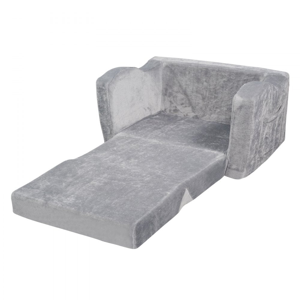 VEVOR Baby Chair Foldable 2-in-1 Comfy Baby Lounger Couch Kids Sofa Grey