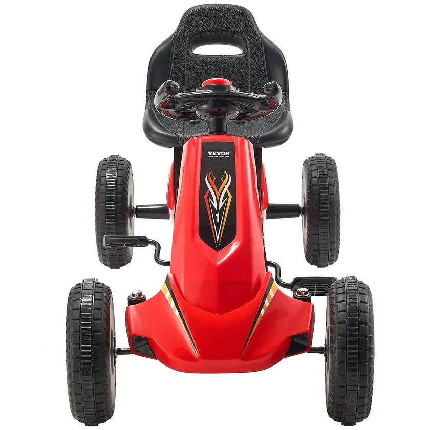 VEVOR Go Kart 4 Wheel Pedal Ride On Toy for Kids Ages 3-8 Adjustable Seat Red