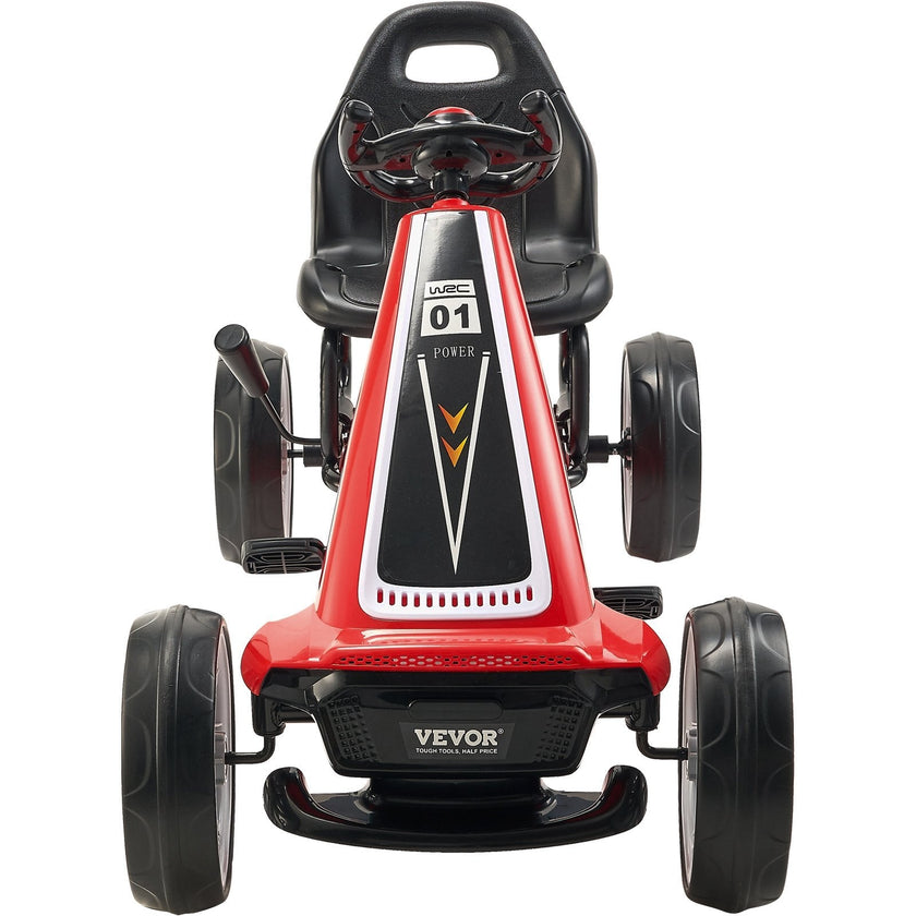 VEVOR Go Kart 4 Wheel Pedal Ride On Toy for Kids Adjustable Seat Hand Brake Red