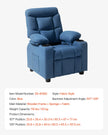 VEVOR Kids Reclining Chair Toddler Recliner with Cup Holders and Pockets (Blue)