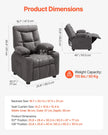 VEVOR Kids Reclining Chair Toddler Recliner with Cup Holders and Pockets (Grey)