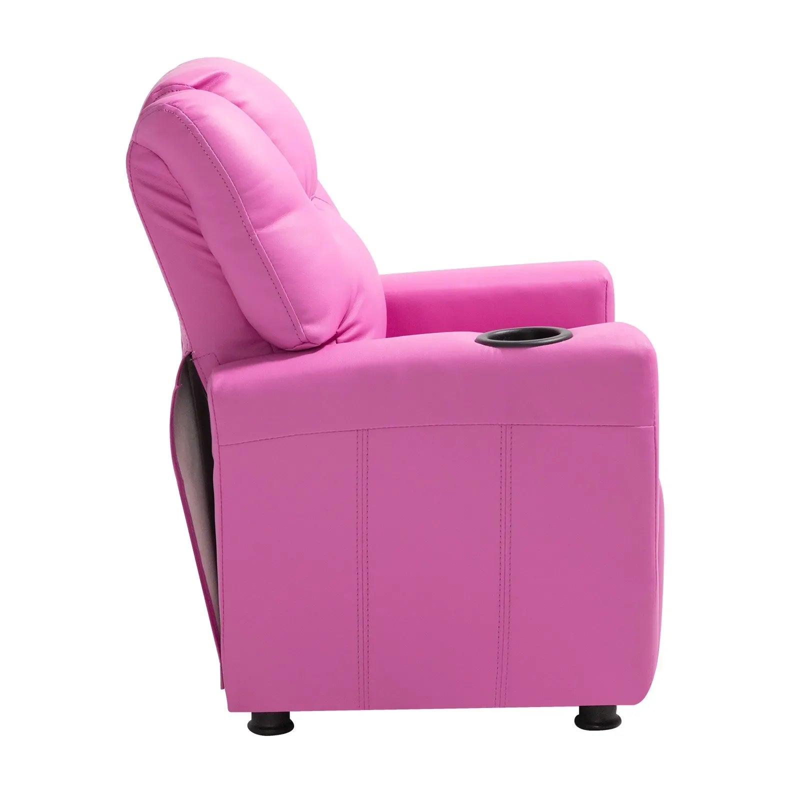 VEVOR Kids Reclining Chair PU Leather Toddler Recliner with Cup Holder (Pink)