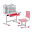 VEVOR Kids Study Chair and Desk with Bookshelf & Drawer Adjustable Height Pink