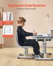 VEVOR Kids Chair and Desk Set Table Lamp Adjustable Height & Tilted Desktop Grey