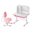VEVOR Kids Study Chair and Desk with Bookshelf & Drawer Height Adjustable Pink