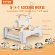 VEVOR 5 in 1 Rocking Horse for Toddlers 1-3 Years, Baby Rocking Horse with Trampoline, Detachable Balance Board, Push Handle and 4 Smooth Wheels, Support to 80lbs Kids Ride on Toy, White