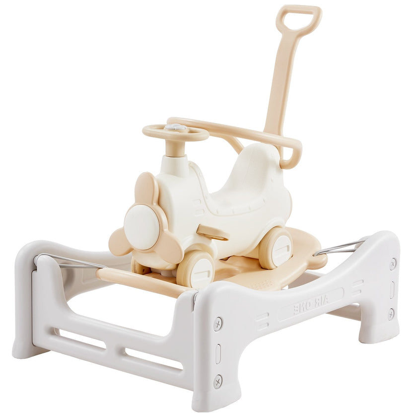 VEVOR 5 in 1 Rocking Horse for Toddlers 1-3 Years, Baby Rocking Horse with Trampoline, Detachable Balance Board, Push Handle and 4 Smooth Wheels, Support to 80lbs Kids Ride on Toy, White