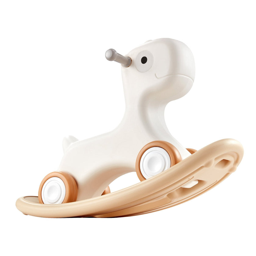 VEVOR 3 in 1 Rocking Horse for Toddlers 1-3 Years, Baby Rocking Horse with Detachable Balance Board and 4 Smooth Wheels, Support up to 80 lbs HDPE Material Kids Ride on Toy, 40° Swinging, White