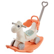 VEVOR 4 in 1 Rocking Horse for Toddlers 1-3 Years, Baby Rocking Horse with Detachable Balance Board, Push Handle and 4 Smooth Wheels, Support up to 80 lbs HDPE Kids Ride on Toy with Sound, Red
