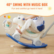 VEVOR 4 in 1 Rocking Horse for Toddlers 1-3 Years, Baby Rocking Horse with Detachable Balance Board, Push Handle and 4 Smooth Wheels, Support up to 80 lbs HDPE Kids Ride on Toy with Sound, Blue