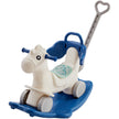 VEVOR 4 in 1 Rocking Horse for Toddlers 1-3 Years, Baby Rocking Horse with Detachable Balance Board, Push Handle and 4 Smooth Wheels, Support up to 80 lbs HDPE Kids Ride on Toy with Sound, Blue