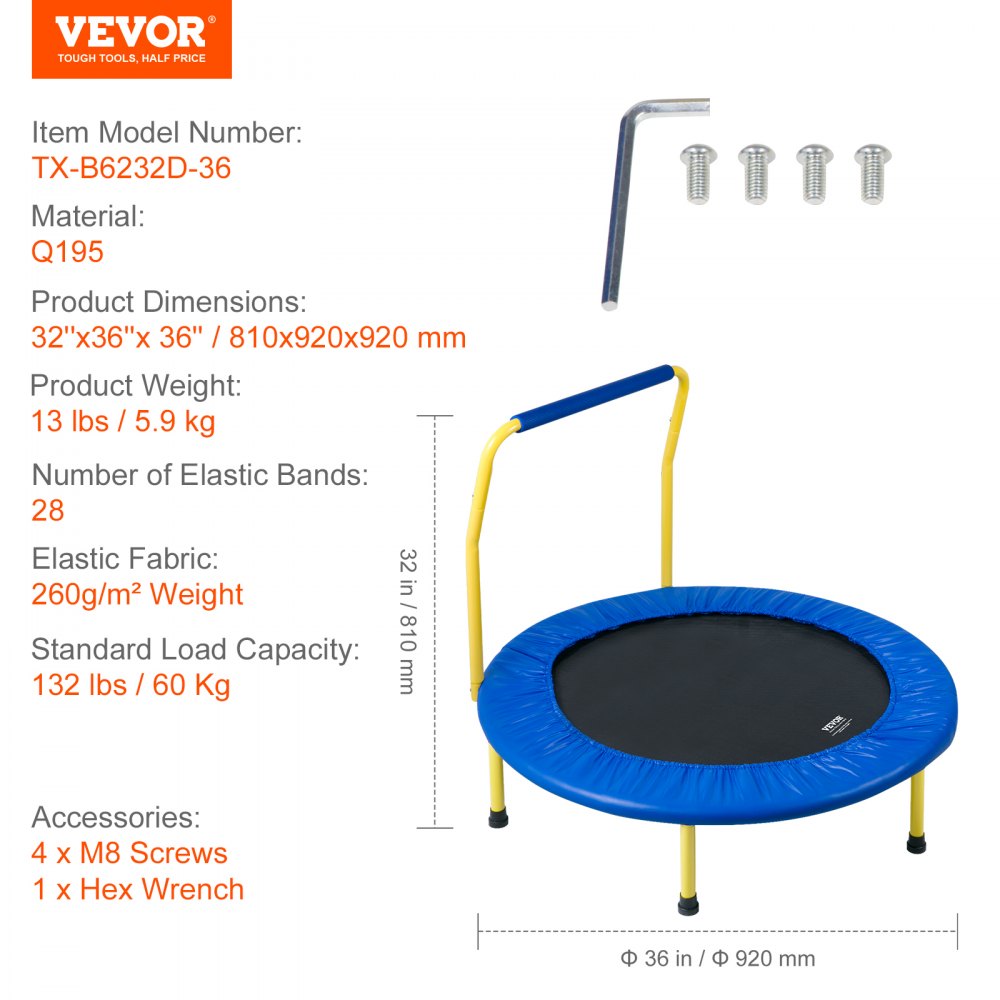 VEVOR 3FT Trampoline for Kids, 36