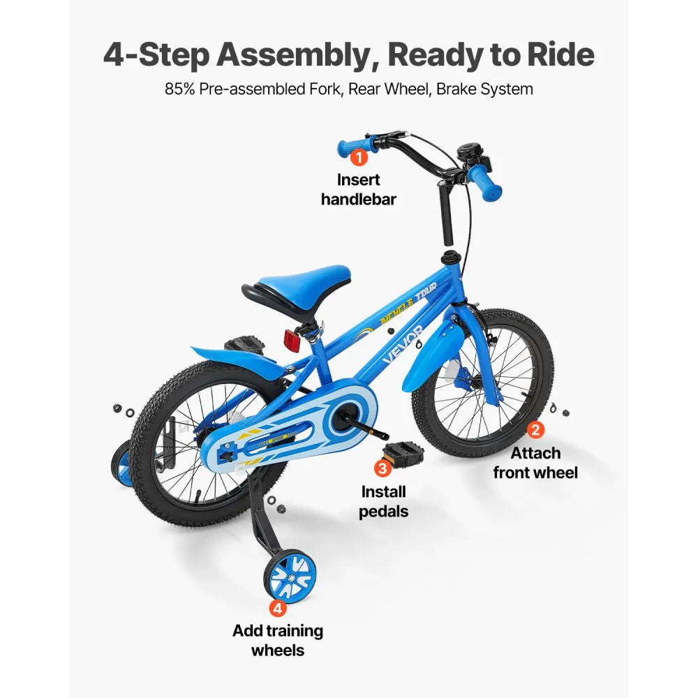 VEVOR Kids Bike 14 Inches BMX Style Children Bicycle for Boys & Girls Aged 3-6