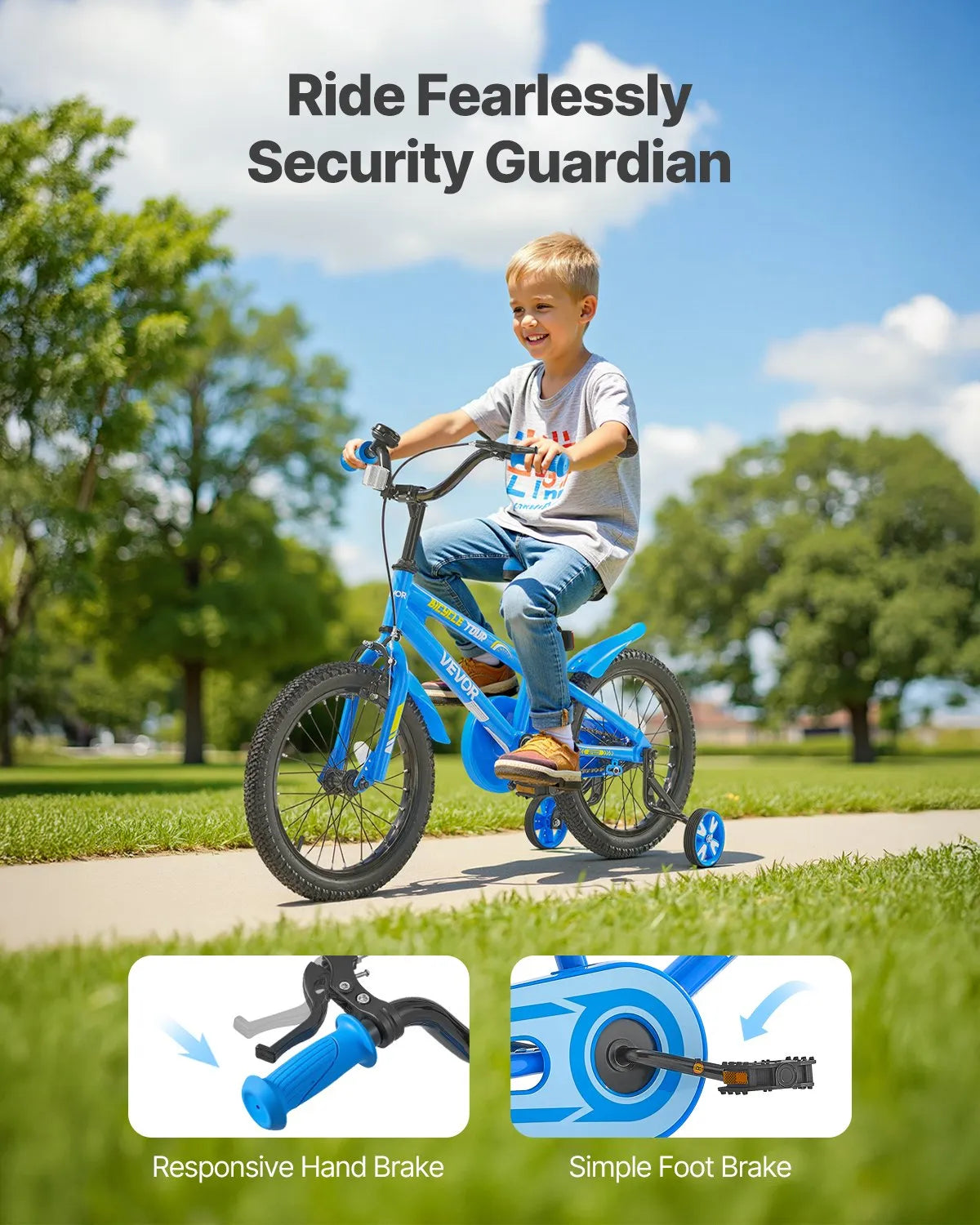 VEVOR Kids Bike 16 Inches BMX Style Children Bicycle for Boys & Girls Aged 4-8