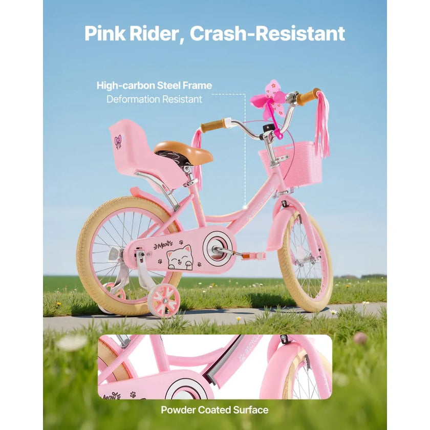 VEVOR Kids Bike 16 Inches Princess Style Children Bicycle for Girls Aged 4-8
