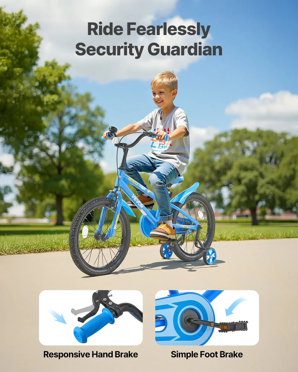 VEVOR Kids Bike 18 Inches BMX Style Children Bicycle for Boys & Girls Aged 5-10