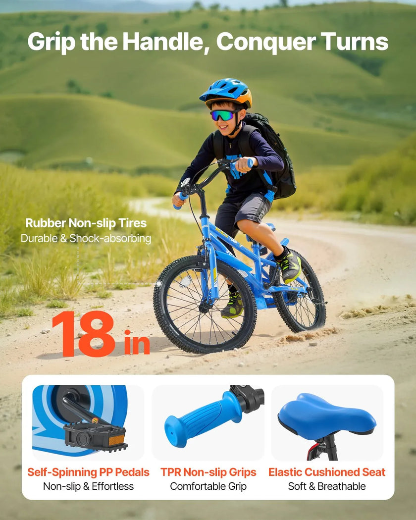 VEVOR Kids Bike 18 Inches BMX Style Children Bicycle for Boys & Girls Aged 5-10