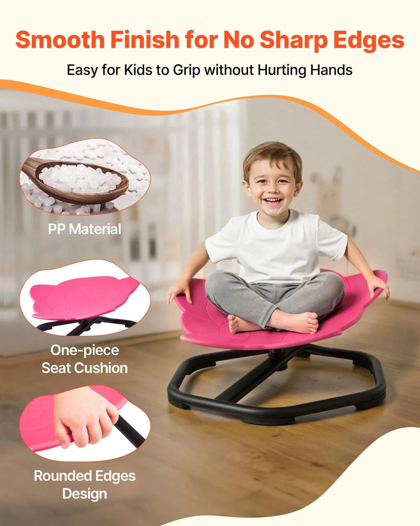 VEVOR Kids Swivel Chair, 220 lbs Capacity, Elephant Shape Sensory Spinning Chair, Autistic Kids Sensory Toy Seat with Non-Slip Metal Base, Toddler Sit & Spin Seat for Coordination Balance Focus, Red