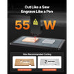 55W CO2 Laser Engraver & Cutter – Desktop Laser Engraving Machine with 5MP Camera & Rotary Axis