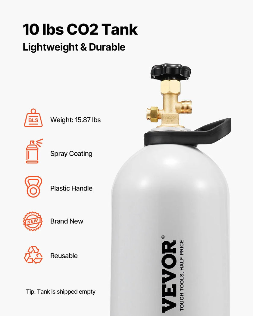 VEVOR CO2 Tank 10 lbs Aluminum Alloy Cylinder with CGA320 Valve DOT Approved