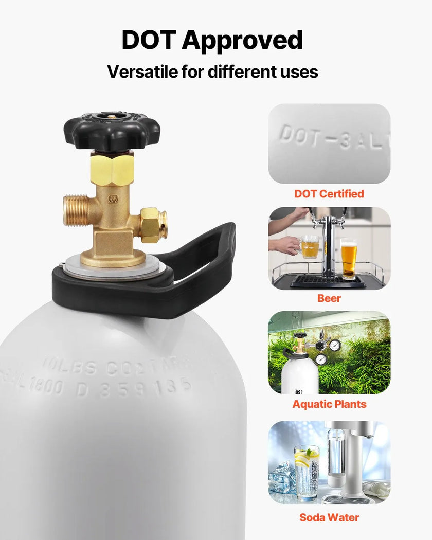 VEVOR CO2 Tank 10 lbs Aluminum Alloy Cylinder with CGA320 Valve DOT Approved