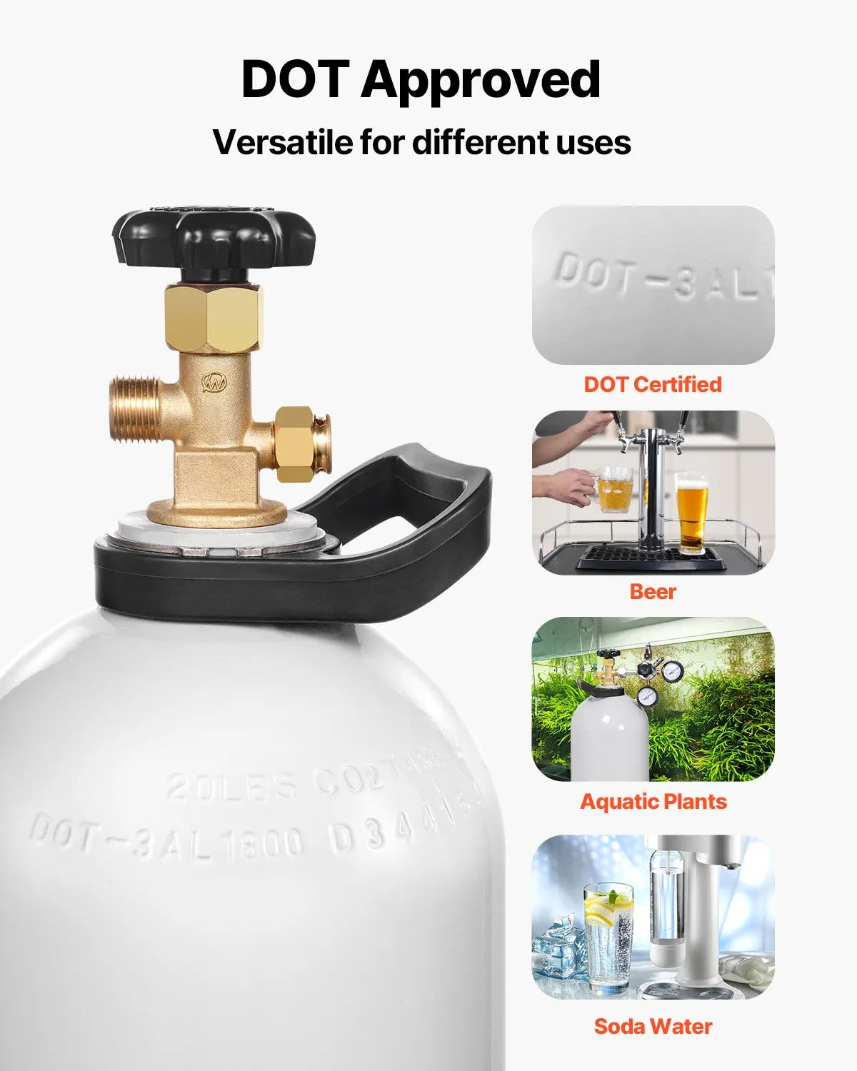 VEVOR CO2 Tank 20 lbs Aluminum Alloy Cylinder with CGA320 Valve for Draft Beer