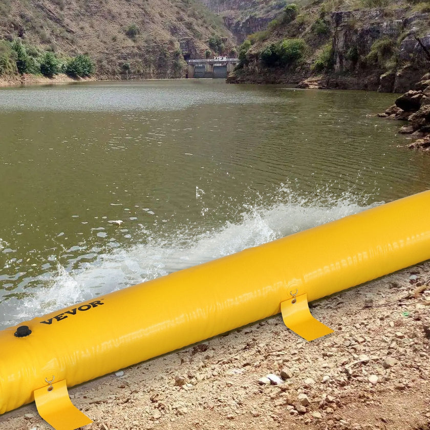 VEVOR Flood Barrier, 12 ft Length x 12 in Height Sandbag Alternative, Water Barrier for Flooding with Great Waterproof Effect, Reusable PVC Water Diversion Tubes, Flood Barriers for Home, Door, Garage